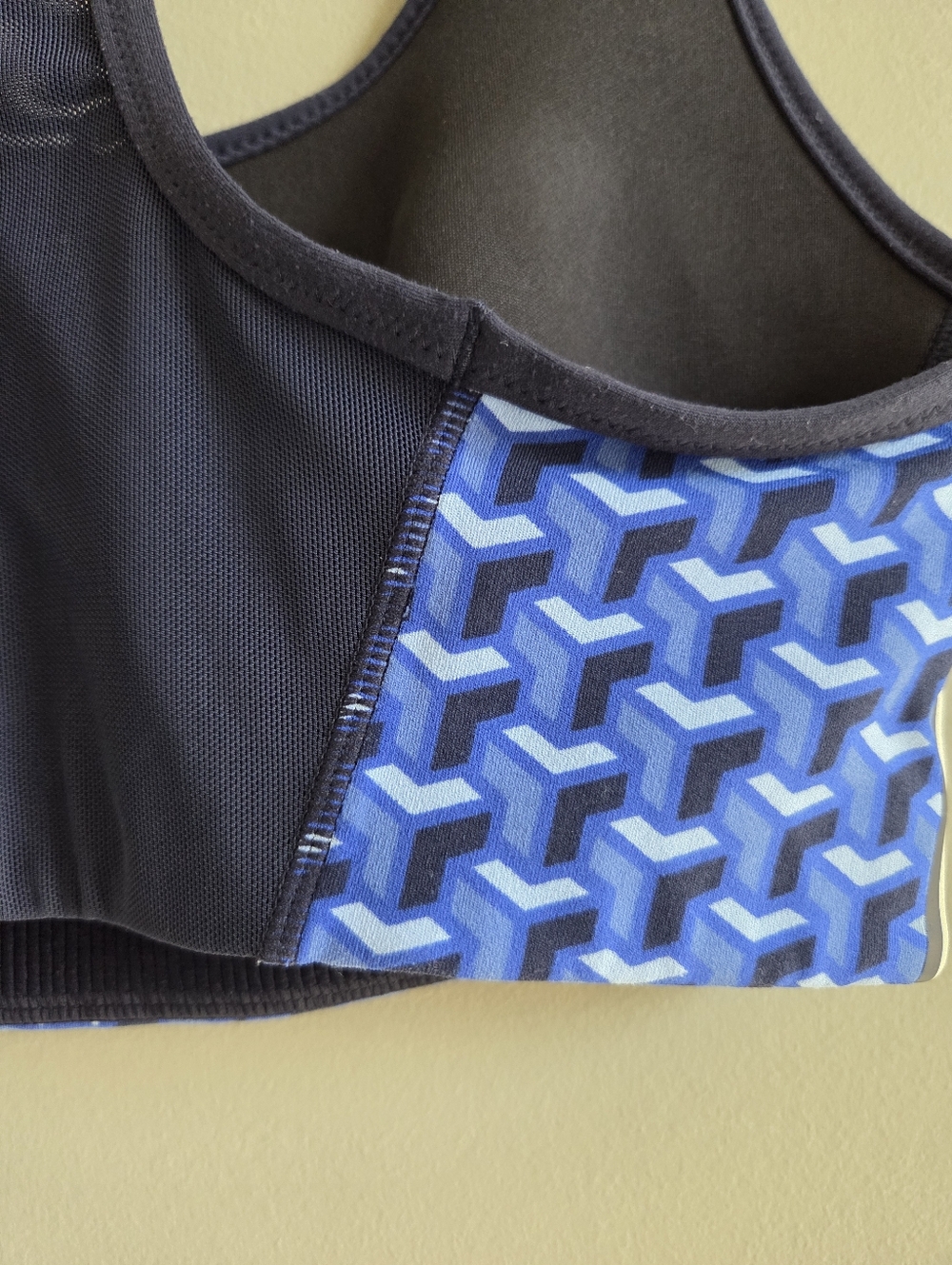 Tory Sport Geometric Racerback Sports Bra In Navy Blue Size S - Picture 5 of 5